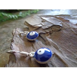 Dark Blue Evil Eye - Magic Eye - Magic Eye - Great Enamel Earrings in Blue Magic, Magic Eye, 925 Silver Hooks, Real Silver Hooks, Stamped