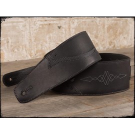 Anthology Gear Walk the Line Vintage Full Grain Leather Guitar Strap - For Electric, Acoustic, and Bass Guitars Carbon Black Color