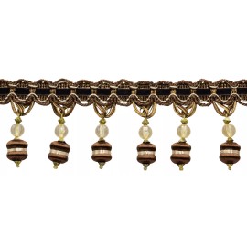 DecoPro Beaded Tassel Fringe Trim, Style# BFH3, Color# D2A2 - Cappuccino Brown [5 Yards]