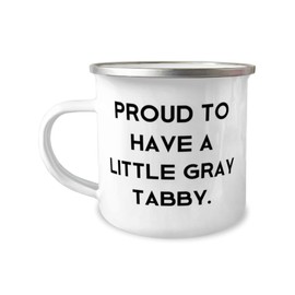 Surprise Gray Tabby Cat 12oz Camper Mug, Proud to Have a Little Gray Tabby, Unique Idea For Cat Lovers From Friends, Fun gifts for cats, Gifts for cat lovers, Presents for cats, Cat toys, Catnip