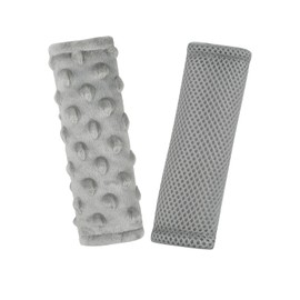 WINGHENLEE Baby Car Seat Strap Pads, Car Seat Strap Shoulder Covers for Baby Infant Toddler, Double-Sided Car Seat Belt Covers for Stroller/Pushchair/Baby Swing,Soft Flannel & Mesh, Gray