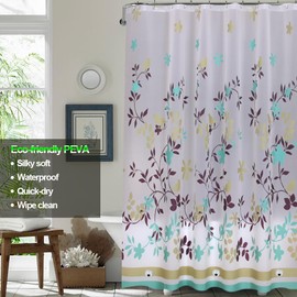 Plastic Shower Liner - Premium PEVA 4G Shower Curtain Liner with Rustproof Grommets and 3 Weighted Magnets, Waterproof Lightweight Standard Size Shower Curtains for Bathroom (Coffee Tree, 72"*72")