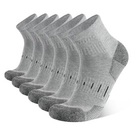 YOJOOM Mens Sports Quarter Ankle Socks Black Anti-Blister Cushioned Trainer Running Athletic Socks for Men 9-12 6-9 (UK, Numeric, 9, 12, Regular, Regular, Grey 6 pairs)