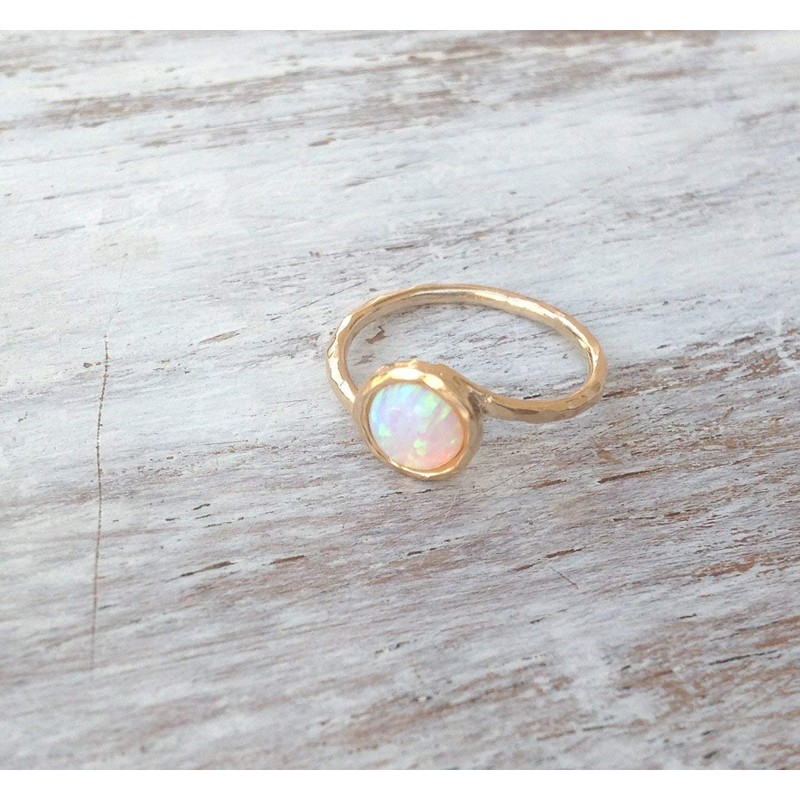 Custom Opal Ring October Birthstone Blue Opal Jewelry 14K Gold