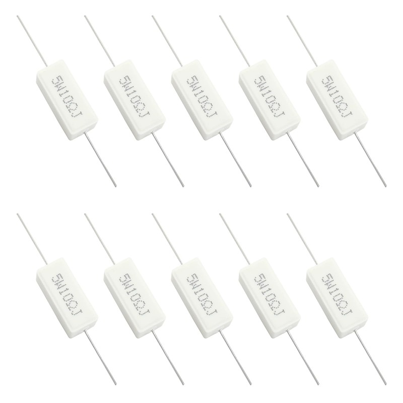 Waziaqoc 10PCS 5W 10 Ohm Ceramic Resistor Set, PCB Mount,