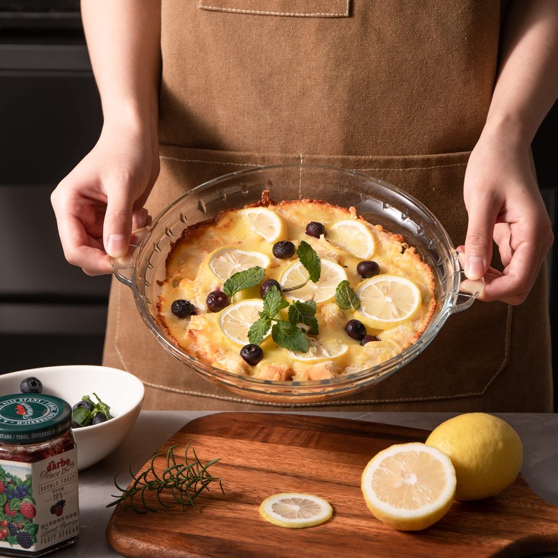 Sweejar Glass Pie Pan for Baking(2 pack), 9.5 Inches Round
