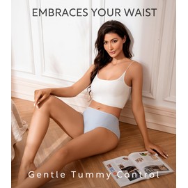 DAVID ARCHY Cotton High Waisted Underwear for Women Tummy Control Panties Full Coverage Briefs 4 Pack Regular & Plus Size