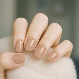 Trendy White Paper Colored nail tips for attaching short nails, round short type, 24pcs, 1 piece, ST105-Milk Brown / 유행백서 짧은 손톱 붙이는 컬러 네일팁 라운드 숏타입 24pcs, 1개, ST105-밀크브라운