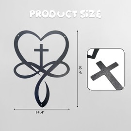 Metal Infinity Heart Cross Wall Decor, Unique Cross Decorative Wall Art, Heart And Love Sign Wall Plaques, Love Gift For Adult Home Wedding, Decor Room Bedroom Living Room Decoration（Black Iron Vein)