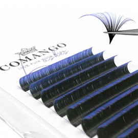Color Easy Fan Lashes 0.07 D Curl Ombre Blue Volume Lash Extensions 9-16mm Mixed Lash Tray Color Lashes Extension Self Fanning 2D-10D Volume Eyelash Extensions by CoMango