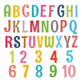 DECOWALL DS9-1701A Uppercase Alphabet Letter Number Kids Wall Stickers ABC 123 Decals for Nursery Bedroom Living Room Art murals Decorations