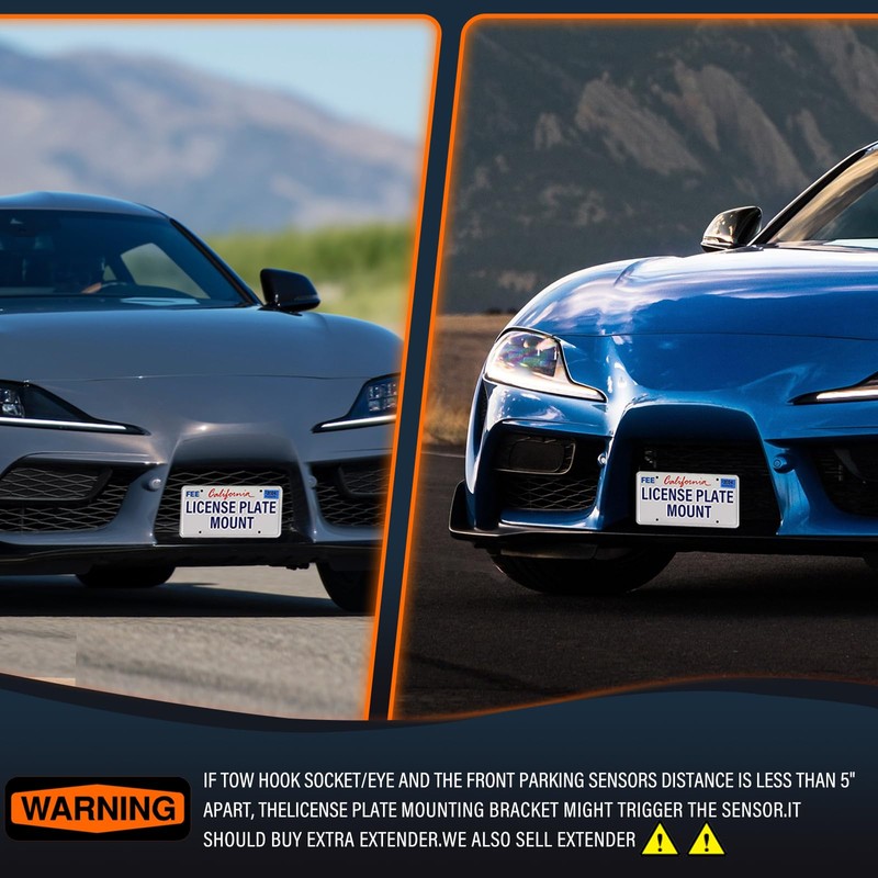 No Drill Tow Hook License Plate Mount Relocator Bracket Kit