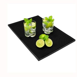 Rubber Service Bar Mat, Anti-slip12" x 6" Rubber Bar Spill Mat, 4 Pcs Premium PVC Pad for Kitchen, Restaurant, Countertop, Hotel, Beverages
