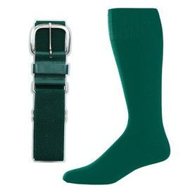 SteelLocker Baseball/Softball Belt & Sock Combo (Large (Men 9-12, Ladies 10-13), Dark Green)