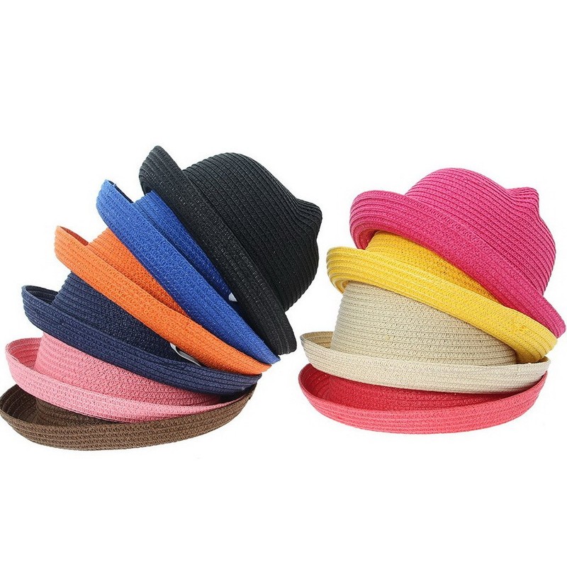 [Big] Kids Cat Ear Hat Cat Ear Hat Straw Hat