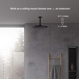 TRUSTMI Shower Arm with Flange Ceiling Mounted 6 Inch Rainfall Shower Head Extention, NPT 1/2 to G 1/2 Stainless Steel Extender, Oil Rubbed Bronze