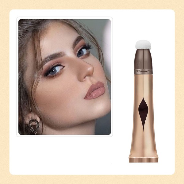 Liquid Contour Highlighter Blush Stick, Smooth Creamy Texture Face Makeup Wall with Sponge Tip, Multi-Use Stick Natural Contour Blush Brighten Cheek Cosmetic (Contour #01)