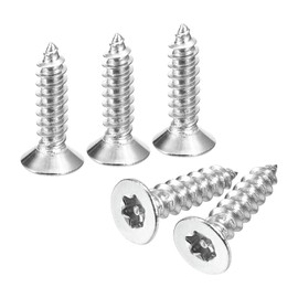 sourcing map Flat Countersunk Head Torx Screws, 50Pcs M5 x 20mm 304 Stainless Steel Tamper Proof Sheet Metal Screws with Bit T25, Self-Tapping Anti-Theft for Wood, Mechanical Industry (Silver)