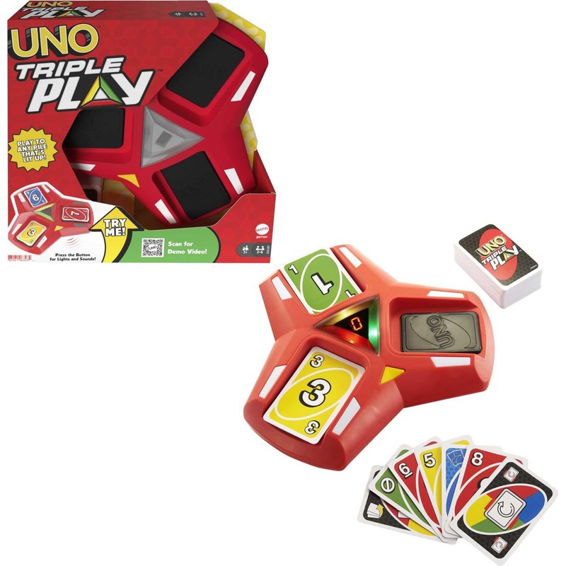 Mattel Games UNO Triple Play Card Game, Game for Kids,
