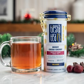 Tiesta Tea - Merry Cocoa Cherry Loose Leaf Tea, Chocolate Cherry Herbal Blend, Non-Caffeinated, Brew Hot or Iced, Refillable Tin Can, Makes up to 50 Cups, 4 Ounce