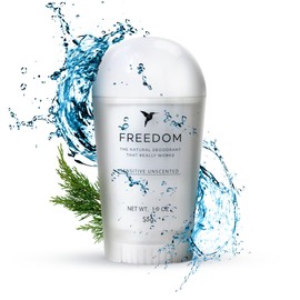 Freedom Deodorant | 100% Natural Deodorant for Women for Sensitive Skin, Made Aluminum Free with Baking Soda and Essential Oils, Refreshing and Radiant - (Unscented, Original Plastic Stick)
