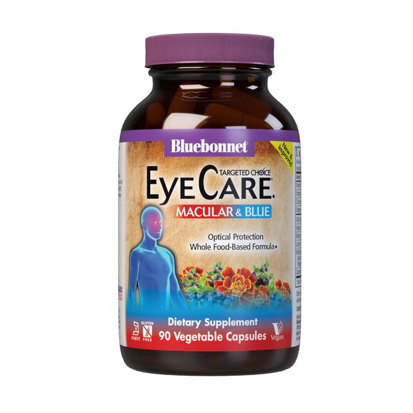 Bluebonnet Nutrition Targeted Choice Eye Care, Supports Eye Health and Macular Protection, Gluten & Dairy Free, Kosher-Certified, Vegan, 45 Servings, Light Grey, Macular & Blue, 90 Count