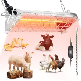 Large 400W Heat Lamp for 60 Chicks, Chicken Coop Heater with Carbon Fiber Bulb Chicks Brooder Plates, Adjust 2 Mode Temp&Hanging Height for Coop Brooder, Reptiles, Duck, Rabbit and Dog 14x5.5x3IN
