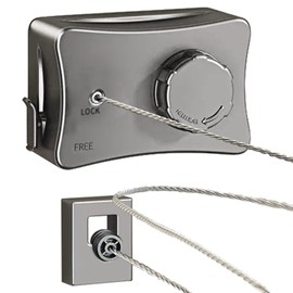 Retractable Clothesline Outdoor Indoor Clothesline,Gun Color Heavy Duty Retractable Clothesline,Wall Mounted Drying Rack Clothing Line,16.7ft Clothes Line Ropes,Easy to Install（Single Line）