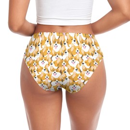 Dallonan Women's Underwear Brief Breathable Soft Knickers Dog Corgi Breed Animal Pattern XX-Large Multi