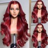 32 Inch Burgundy Body Wave Lace Front Wigs for Women