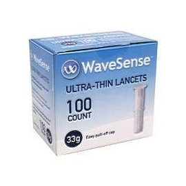 WaveSense Ultra-Thin Lancets 33 Gauge - Box of 100 (Pack of 2)