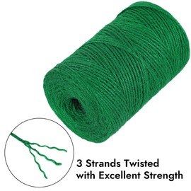 tenn well 2mm Jute Garden String,152m Long Natural Jute Twine String Green Twine for Gardening Floristry and Crafts Decoration