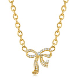 LILIE&WHITE Women's Rhinestone Bow Pendant Necklace Elegant Gold Chain Sparkling Jewelry Gift for Women Special Occasion, Copper