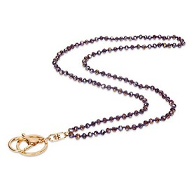 SPUNKYsoul Pretty Cute Colored Lanyard Necklace for id badge key keychain with Beads for Women (Purple Mirage Iridescent)