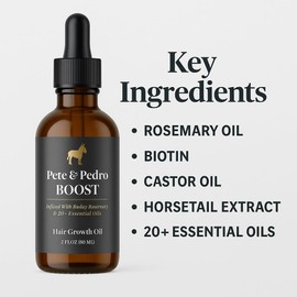 Pete & Pedro BOOST Hair & Beard Growth Serum Strengthening Oil For Men & Women - With Rosemary, Biotin & 20+ Natural Essential Oils | Shark Tank Featured, 2 oz.