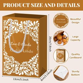 SilTriangle 24 Pcs Cielito Lindo Party Favor Bags with Handles Mexican Fiesta Baby Shower Platos De Barro Decoration Cinco De Mayo Paper Candy Goodie Bags for Themed Party Birthday Wedding