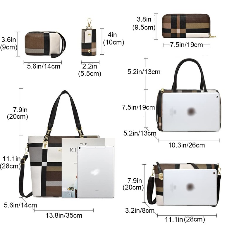 Bolso de mano para mujer de piel sintética a cuadros
