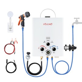 Tankless Water Heater Propane,2.11GPM 8L Outdoor Portable Water Heater,with 2 GPM Water Pump, with Digital Display Multi-Protection for Camping Trips Boat Cabins