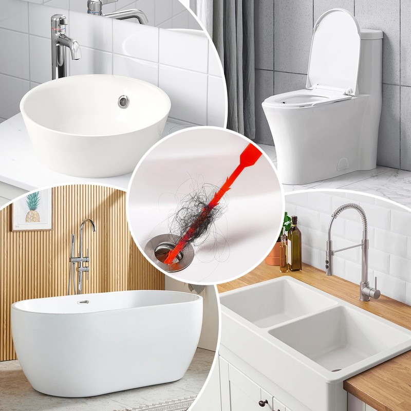 10pcs Drain Cleaner Spiral Sticks, 25 in Ergonomic Handle Pipe