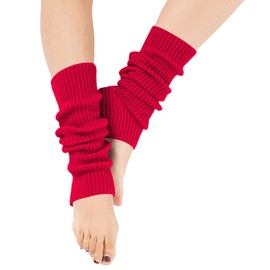 DOOVID Women's Leg Warmers 80s Ribbed Stretch Knee High Knit Leg Warmer Slouch Warm Long Leg Socks Red One Size