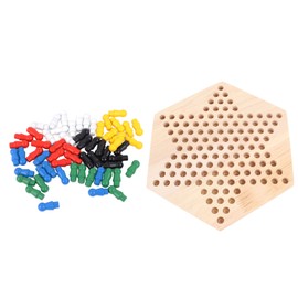 Chinese Checkers Board Game Set Wooden 6 Color Pegs Eductaional Chinese Checkers for Adults Kids