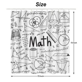 Moslion Math Shower Curtains Mathematical Theory and Mathematical Formula Education Bathroom Curtain Waterproof with Hooks 72x72 Inch for Men Women Boys Girls