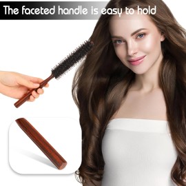Boar Bristle Hair Brush for Women and Men, Small round Hiarbrush Blow Drying Bru