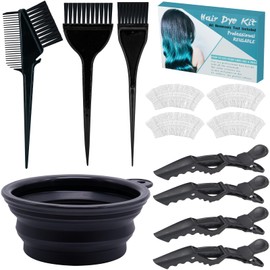 Xarchy 12 Pcs Hair Bleaching Kit -Professional Hair Color Tool with Hair dye brush and Bowls, Hair Oiling Applicator, Earmuffs, Hair Clips, for Hair Coloring Hair Bleaching