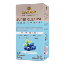 HYLEYS Lakma Super Cleanse Tea with Blueberry - 25 Tea Bags - (12 Pack - 300 Tea Bags Total)