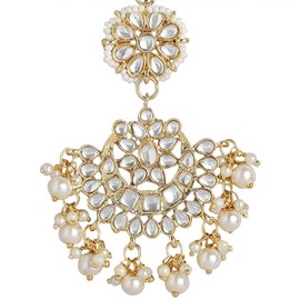 Aheli Matte Finish Indian Traditional Pearls Kundan Studded Maang Tikka Gift for Women