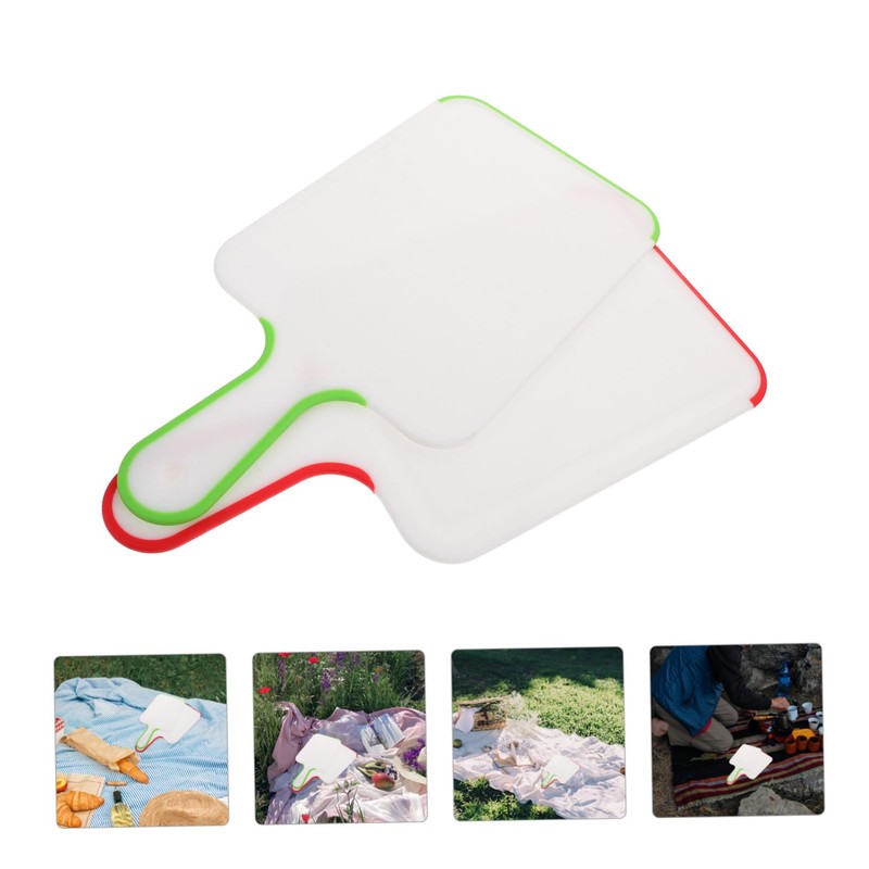 WOONEKY 2pcs Portable Plastic Chopping Boards with Handle Double Sided