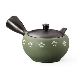 Tokoname Ware F815 Yamabo Kurotamahira Teapot, Green Plum