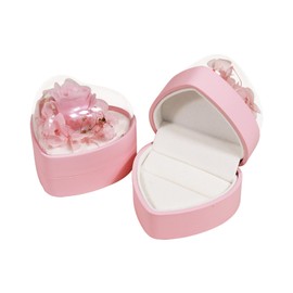 Lopsity Ring Box Pendant Box Heart Shape Jewelry Box Rose Flower Engagement Ring Box for Wedding/Engagement/Proposal/Birthday/Anniversary (PINK-Heart Ring)