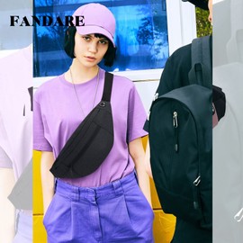 FANDARE Unisex Sling Bags Chest Shoulder Backpack Women Waist Bag Men Crossbody Bags Cover Pack Rucksack for Travel Hiking Bicycle Sport Gym Daypacks with Earphone Hole Small Daypacks Black